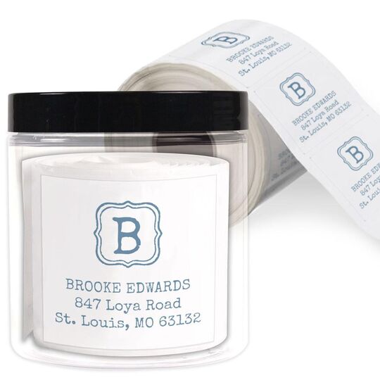 Brooke Initial Square Address Labels in a Jar